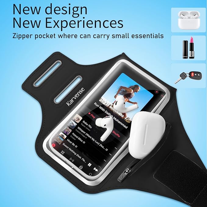 Phone Holder for Running w/Earphone Bag, Karvense Phone Arm Bands for Running&Gym& &Workout&Jogging, Cell Phone Armband for iPhone 17 Pro/17/16 Pro/16/15/15 Pro/14, Samsung Galaxy, etc-6.3'' - Image 2