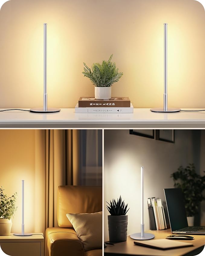EDISHINE Upgraded LED Table Lamp, Stepless Dimmable Bedside Lamp with 3 Color Temperature, Modern Nightstand Lamp, Desk Lamp for Bedroom, Living Room, Corner, Gift, Metal Finish, Silver, 6W | 3 Color Temperature, Stepless Dimmable, 6W, Metal Finish, Sl... - Image 7