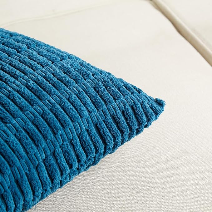 Fancy Homi 4 Packs Decorative Throw Pillow Covers for Living Room Couch Bed, Modern Farmhouse Boho Home Décor Accent Cushion Case, 22" x 22", Teal - Image 4
