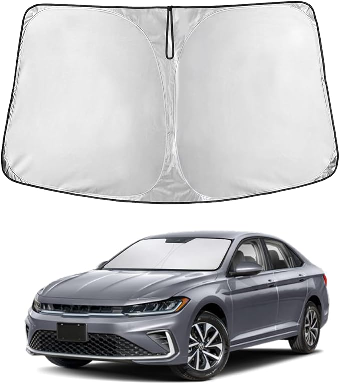 EcoNour Windshield Sunshade Compatible for Volkswagen VW Jetta 2019-2024 2025 2026, Sun Visor for Front Windshield & Window Sun Shade Cover, UV Heat Blocker & Protector, Car Accessories by EcoNour