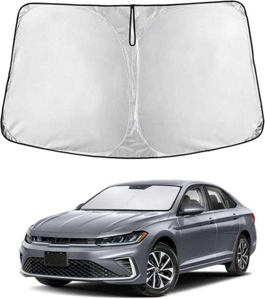 EcoNour Windshield Sunshade Compatible for Volkswagen VW Jetta 2019-2024 2025 2026, Sun Visor for Front Windshield & Window Sun Shade Cover, UV Heat Blocker & Protector, Car Accessories by EcoNour