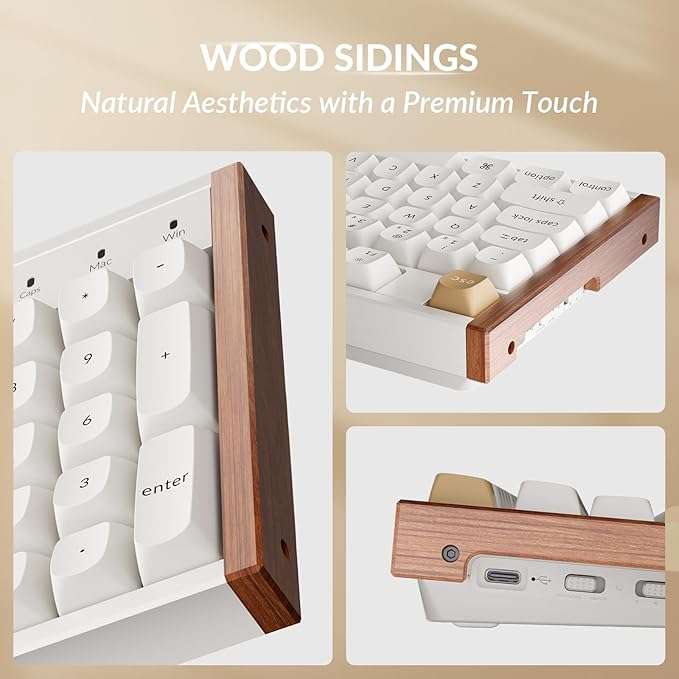 Keychron K10 HE Full-Size Hall Effect Keyboard Wireless, Rapid Trigger | Aluminum Wood Frame Hot-Swappable Magnetic Switches Adjustable Actuation 2.4 GHz Bluetooth USB-C PBT Keycaps QMK Custom RGB - Image 6