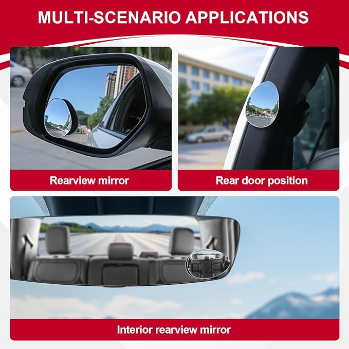 LivTee Blind Spot Mirror, Oval HD Glass Frameless Convex Rear View Mirror with wide angle Adjustable Stick for Cars SUV and Trucks, Pack of 2 - Image 6