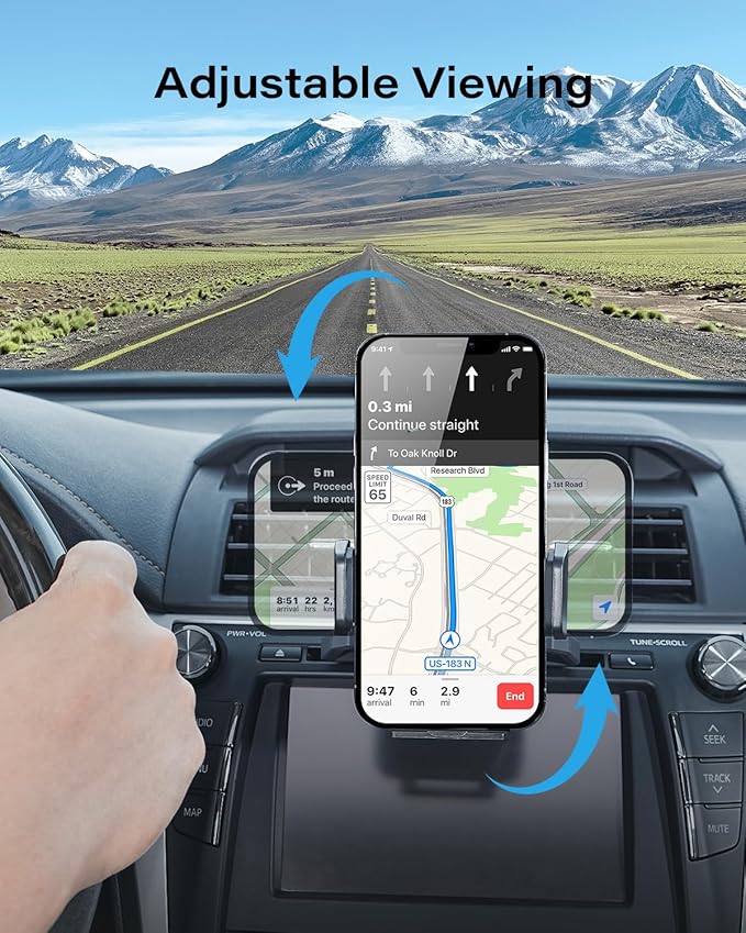 APPS2Car Sturdy CD Slot Phone Mount with One Hand Operation Design, Hands-Free Car Phone Holder Universally Compatible with All iPhone & Android Cell Phones, for Smartphone Mobile - Image 4