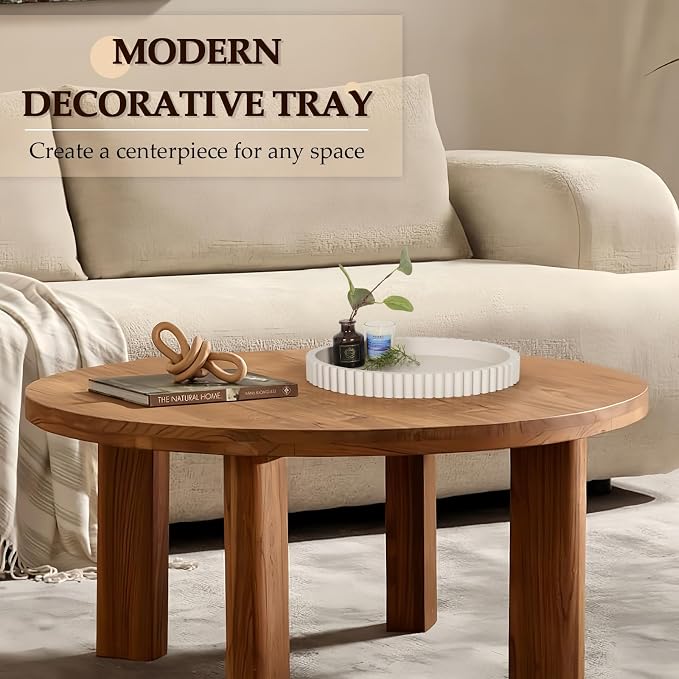 Oval Tray for Coffee Table Decor, 13" Concrete Coffee Table Tray, Table Centerpieces Decorative Trays for Home Decor, Modern Decorative Trays, Centerpiece Trays, Gray - Image 2