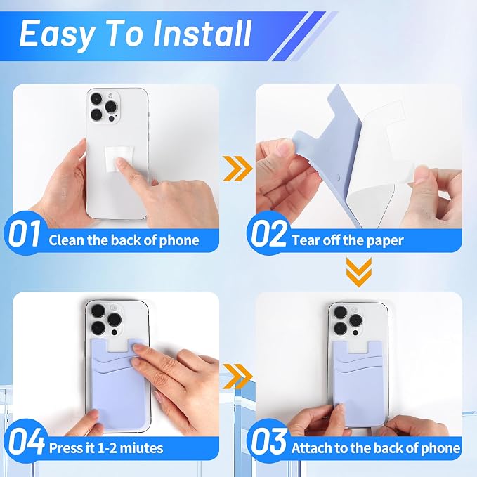 SHANSHUI Phone Wallet, 3 Pack Strong Adhesive Silicone Wallet Sleeve Pocket ID Credit Card Holder Stick on Fit for iPhone & All Smartphones - Image 2