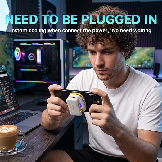 Cell Phone Cooler for Gaming, Magnetic Portable Rechargeable Battery Mobile Phones Radiator, Cellphone Fan Cooler with RGB Lights for iPhone Series, iPad Pro Tablet, Android, TikTok Live - Image 3