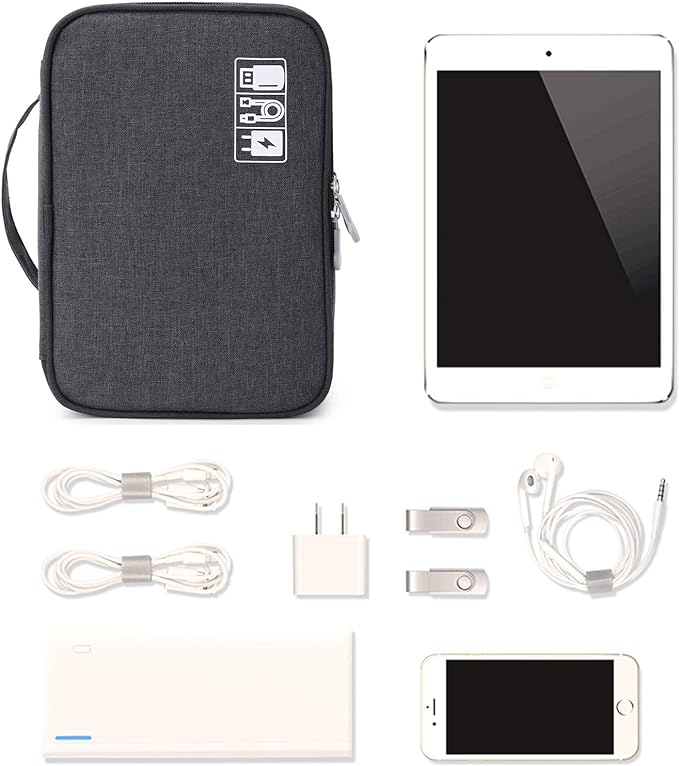 Lanola Travel Cable Organizer Bag, Electronic Accessories Case Portable Double Layer Cable Storage Bag for Cord, Charger, Flash Drive, Phone, SD Card,Personal Items - (Black) - Image 6