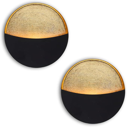 Black Wall Candle Holder Set of 2 with Gold Leaf Interior, Metal Wall Candle Sconces, Vintage Style Wall Decor for Living Room, Bedroom, and Dining Room by Batoslee