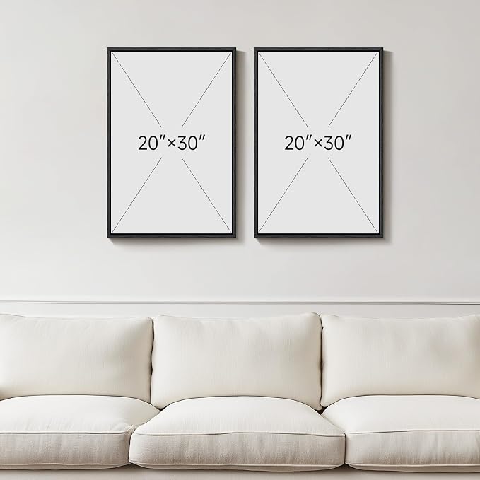 Framed Neutral Abstract Wall Art, 2 Piece Large Modern Black Beige Brown Canvas Prints Paintings Artwork for Walls, Minimalist Stone Shape Pictures for Living Room Dining Bedroom Wall Decor 20x30 In - Image 3