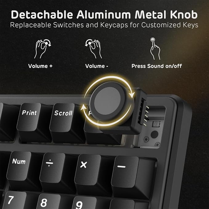 RK ROYAL KLUDGE X104 Wired Full Size Mechanical Gaming Keyboard, Metal Knob | Creamy Keyboard with Number Pad,104 Keys RGB Computer Keyboard Hot Swappable Linear Switch, Online Software for Wins/Mac - Image 3