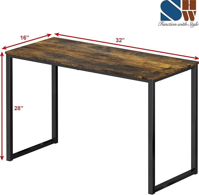SHW Mission 32-Inch Home Office Computer Desk, Rustic Brown - Image 3