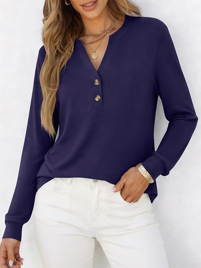 ANRABESS Women's Long Sleeve Shirts 2026 Spring Fashion Dressy Casual Tops Trendy Henley Blouses Cute Work Outfits Clothes - Image 2