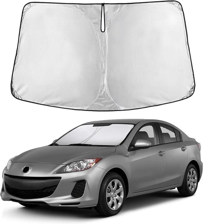EcoNour Windshield Sunshade Compatible for Mazda 3 2010-2011 2012 2013, Sun Visor for Front Windshield & Window Sun Shade Cover, UV Heat Blocker & Protector, Car Accessories by EcoNour