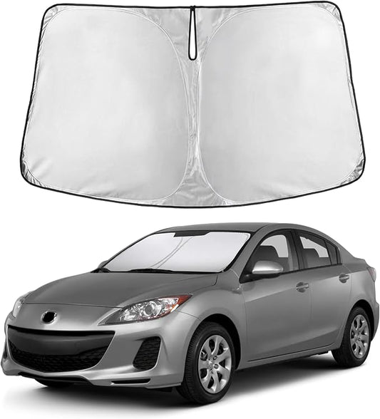 EcoNour Windshield Sunshade Compatible for Mazda 3 2010-2011 2012 2013, Sun Visor for Front Windshield & Window Sun Shade Cover, UV Heat Blocker & Protector, Car Accessories by EcoNour