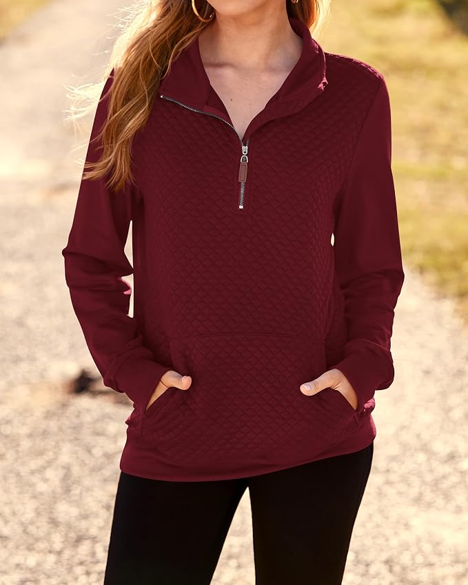 BTFBM Women Fashion Quilted Pattern Lightweight Zipper Long Sleeve Plain Casual Ladies Sweatshirts Pullovers Shirts Tops - Image 7