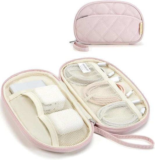 BAGSMART Cord Organizer Travel Cable Bag, Compact Tech Electronic Organizer Travel Case, Essentials for Charger, Cable, Phone, Flash drive - Pink by BAGSMART