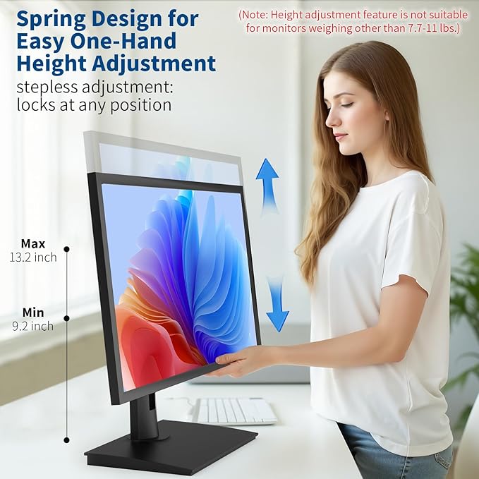 Vesa Monitor Stand with Spring-Adjustable Height, Swivel, Tilt, Rotation Vesa Stand, Compatible with Monitors Within 27 inch and Weighing Between 7.7-11lb (Black, Only for 7.7-11 lb Monitor) - Image 4