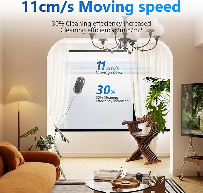 Tosima W5 Window Cleaning Robot, 6400Pa Max Adaptive Suction, Auto-Spray Smart Window Cleaner with Triple Safety System, Intelligent Navigation, Remote Control, for All Smooth Surfaces, Black - Image 6