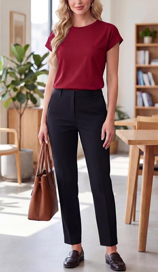 GRECERELLE Womens Summer Tops Cap Sleeve Crew Neck Basic T-Shirt | Everyday Casual Wear, Layering Friendly, Wrinkle-Resistant, Business Casual Ready, Lightweight & Packable, Capsule Wardrobe - Image 6