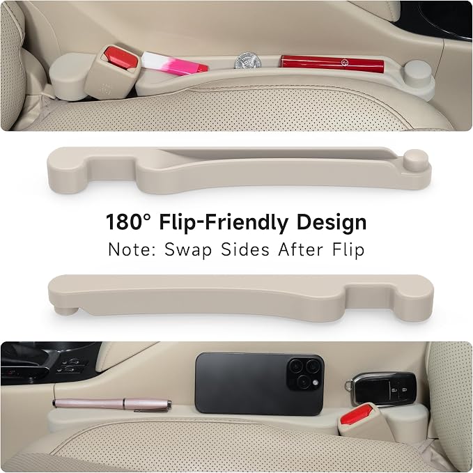 Givifive Car Seat Gap Filler Set of 2, 3IN1 Seat Side Gap Filler Plug with Storage Slot & Hook Function, Soft Foam Universal Fit Car SUV Truck Fill Gap Between Seats Console Organizer（Narrow Ivory） - Image 7