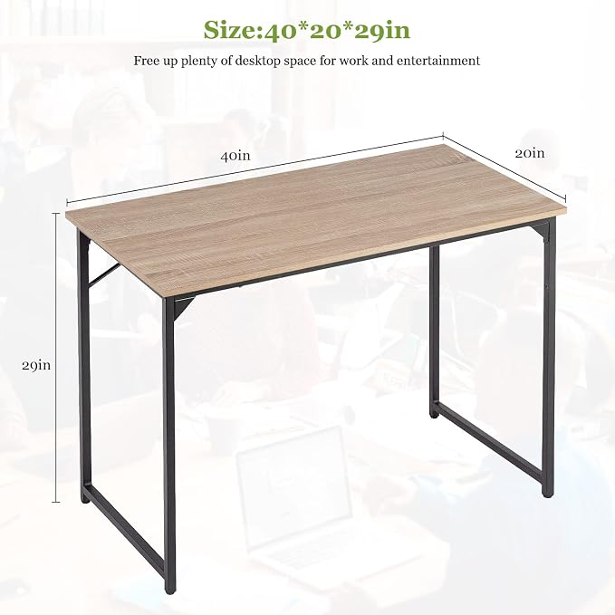 PayLessHere | 39 Inch Computer Desk | Nature | Sturdy Office Desk | Metal Frame, Adjustable Feet | Water-Resistant, Scratchproof Surface | Writing Table for Home Office or Study | Pack of 1 - Image 3