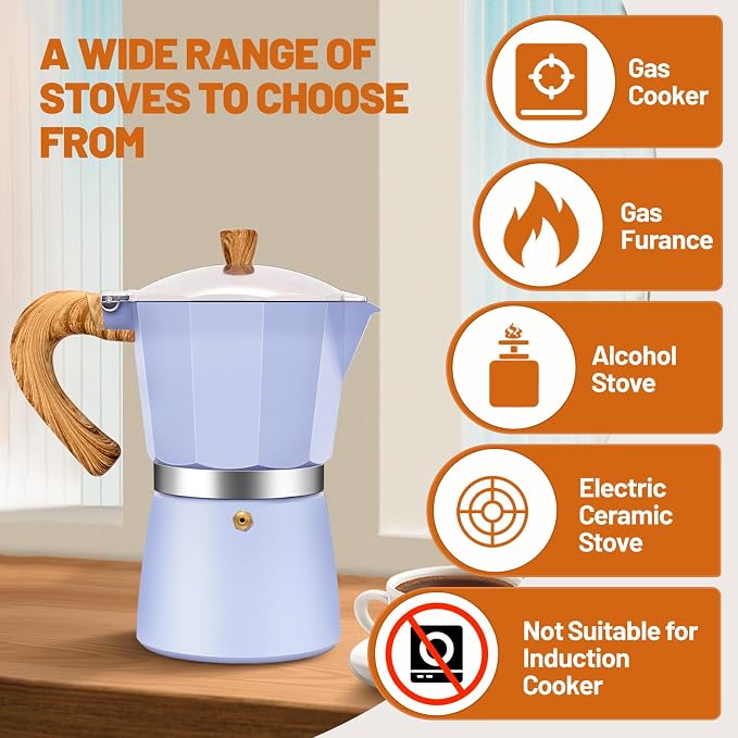 12 Cup Aluminum Espresso Stovetop Moka Pot Express Coffee Maker Percolator Italian Classic Mocha Coffee Machine for Italian and Cuban Cafe Brewing for Home & Camping 600ml 20oz - Image 4