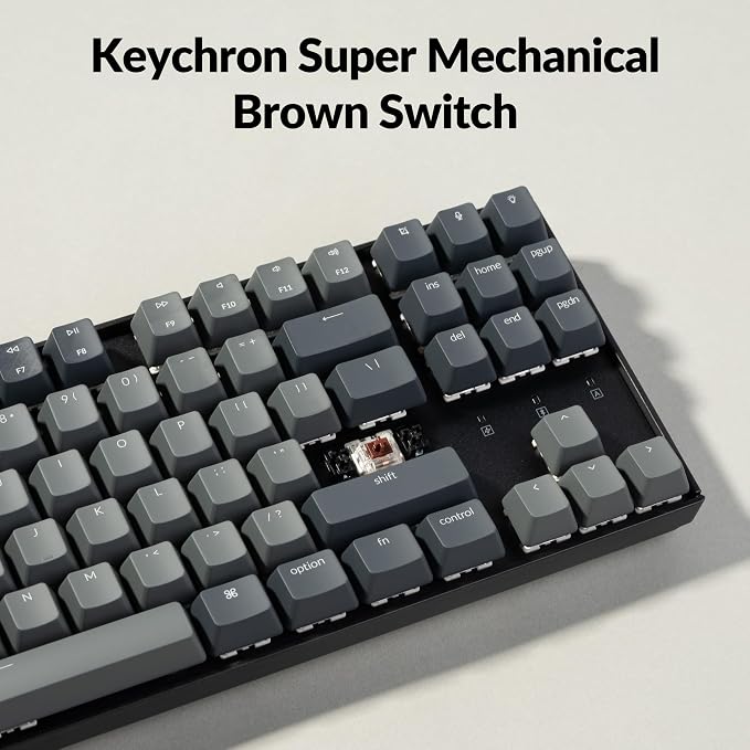 Keychron K8 Tenkeyless Wireless Mechanical Keyboard for Mac, White Backlight, Bluetooth, Multitasking, Type-C Wired Gaming Keyboard for Windows with Brown Switch - Image 5