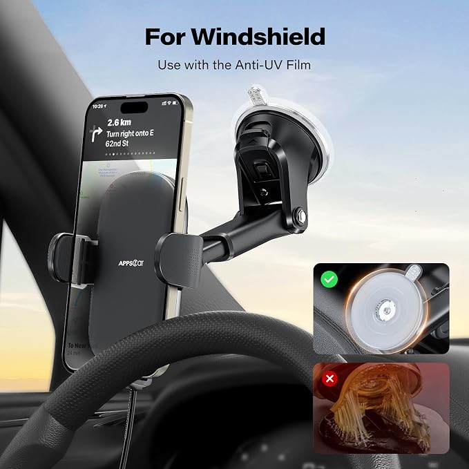 APPS2Car Suction Phone Mount Wireless Car Charger, 15W Dashboard Wireless Charger for Car, Compatible with iPhone, Samsung, LG and More - Image 7