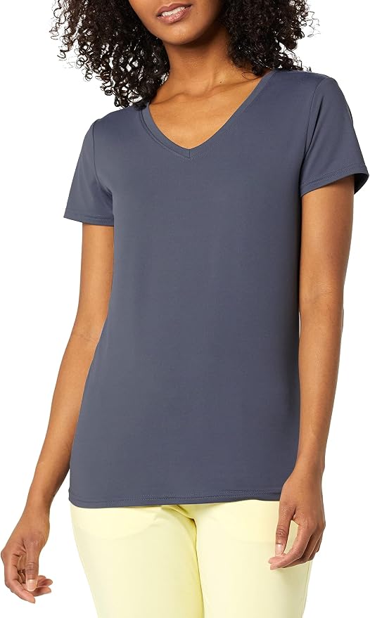 Amazon Essentials Women's Active Quick Dry Tech Stretch Short-Sleeve V-Neck T-Shirt (Available in Plus Size), Pack of 2 - Image 3