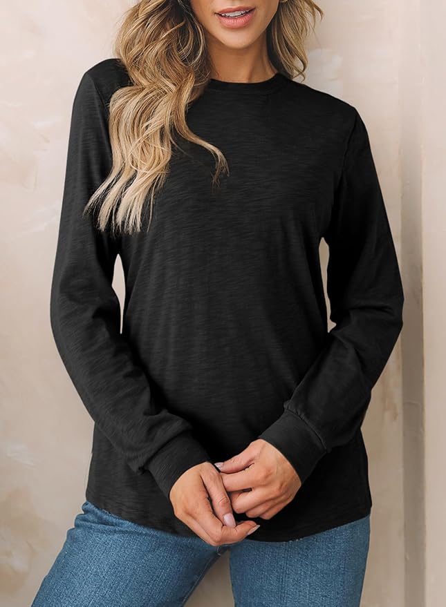 EVALESS Womens Crewneck Long Sleeve Tops Casual Polka Dots Tops Fall 2026 Tshirts Shirts - Image 2