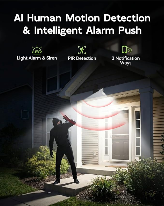 2K Solar Security Cameras Wireless Outdoor, 5G/2.4G Dual WiFi | Powered by Sun Rechargeable Battery Backup, Color Night Vision, PIR AI Motion Detection, 2 Way Talk, IP66, Works with Alexa - Image 5