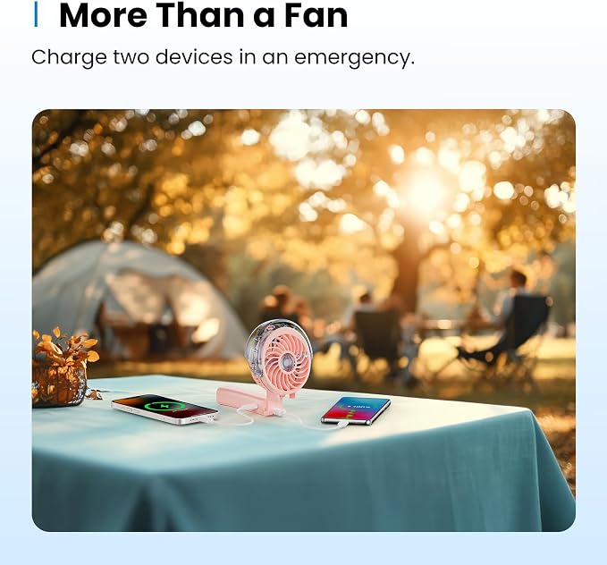 KIBEE Portable Misting Fan, 4000mAh Rechargeable Handheld Fan with 50ml Water Tank, Foldable 180° Mini Fan with Mist Spray, 3-Speed Personal Cooling Fan for Travel, Makeup, Concerts, Outdoor Use, Pink - Image 6