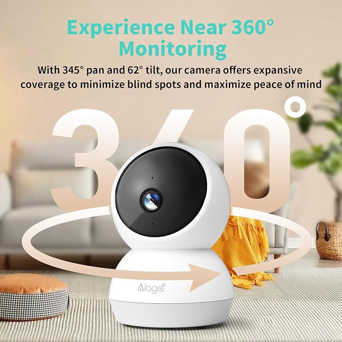 2K Indoor Security Camera, 360° Pan/Tilt AI Human Pet Motion Security Camera, 2.4/5 GHz Night Vision Camera, 2 Way Audio, Compatible with Alexa Google Assistant (3 Months of Cloud Storage) - Image 3