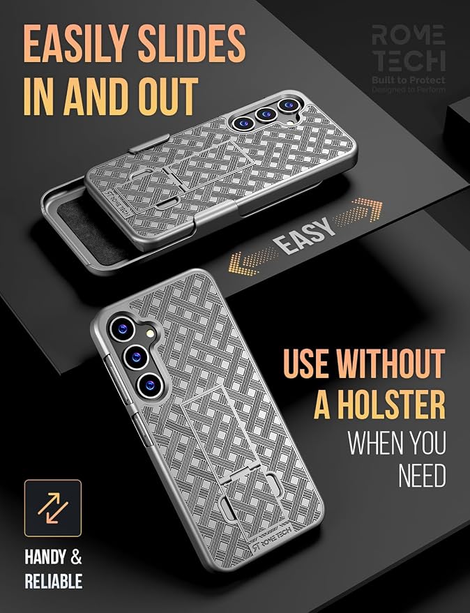 Designed for Samsung Galaxy S24 Case with Belt Clip Holster | Rugged Holster & Protective Phone Case Combo with Anti-Slip Texture - Black - Image 4