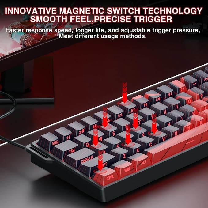 AULA WIN60 HE MAX - 60% Mechanical Gaming Keyboard Wired, Hall Effect Magnetic Switches Hot Swappable, Adjustable Actuation Rapid Trigger Mode, 8000 Hz Polling Rate, 60 Percent Keyboard Compact Design - Image 4