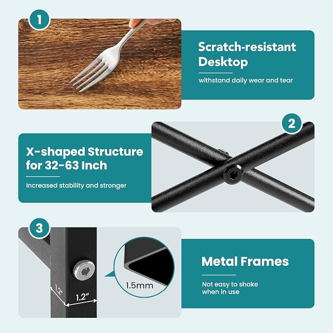 OLIXIS Computer Desk, Home Office Desk, Study Table 47 Inch | Gaming Writing Work Station, Metal Frame Sturdy Durable, Easy Assembly Bedroom, Simple Rustic Style - Image 4