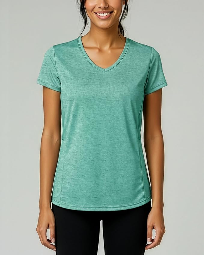 5 Pack Women's Dry Fit V Neck Workout Tops T Shirts Athletic Gym Yoga Tees | Available In Plus Size, Cooling Moisture-Wicking, Short Sleeve, Quick-Dry, Fitness, Stretch, Exercise, Running, Hiking - Image 7