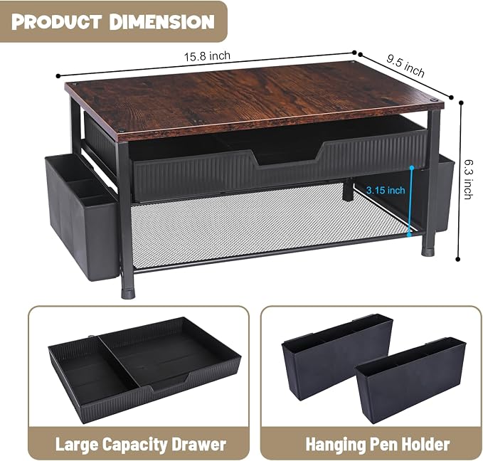 Printer Stand for Desk, Desk Organizer with Storage, Desktop Printer Table for Home Office, Multi-Purpose Shelves for Home Printer, Fax Machine, Scanner, Die-Cut Machine (Brown) - Image 2