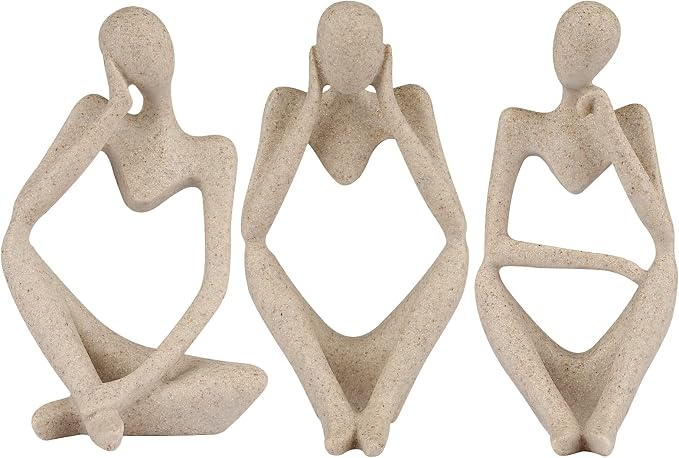 Sandstone Resin Thinker Style Abstract Sculpture Statue Collectible Figurines Home Office Bookshelf Desktop Decor by Ozzptuu