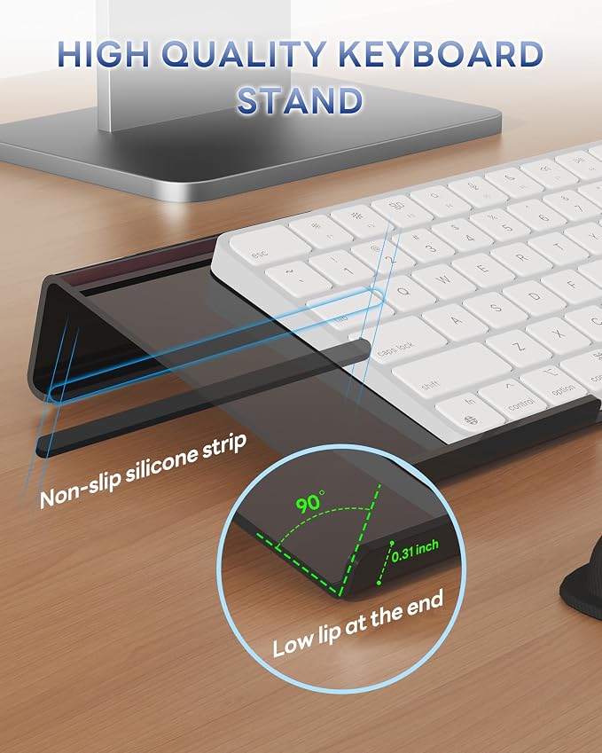 Laborio Computer Keyboard Wrist Rest, Keyboard Riser Stand for Desktop | Black, Ergonomic Acrylic Keyboard Holder, Non-slip Wrist Pad, Pain Relief for Typing, Multiple Colors - Image 4
