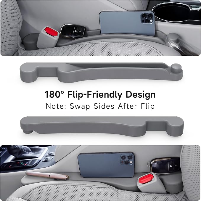 Givifive Car Seat Gap Filler Set of 2, 3IN1 Seat Side Gap Filler Plug with Storage Slot & Hook Function, Soft Foam Universal Fit Car SUV Truck Fill Gap Between Seats Console Organizer（Narrown Gray） - Image 7