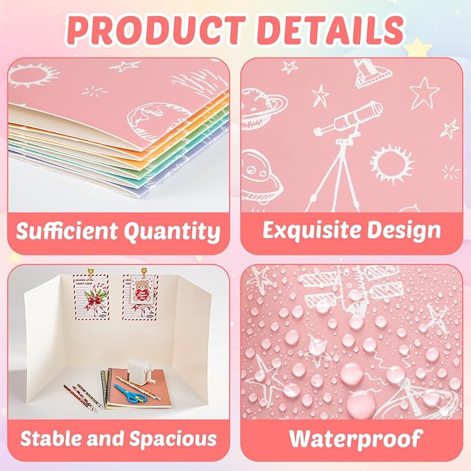 30 Pack Desk Dividers for Students Pastel Space Privacy Folder for Students Waterproof Study Carrel Dividers Testing Divider Privacy Classroom Shield Folder Boards for Classroom Teacher Supplies - Image 3