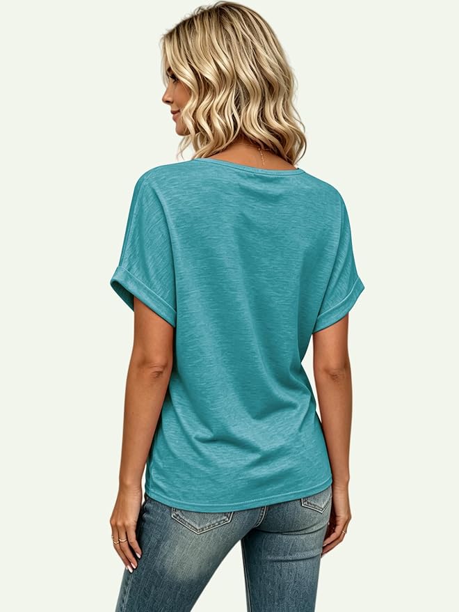 T Shirts Short Sleeve V Neck Tees Womens Tops Beach Vacation Fashion Clothes 2026 Casual Summer Spring Fall Outfits - Image 4