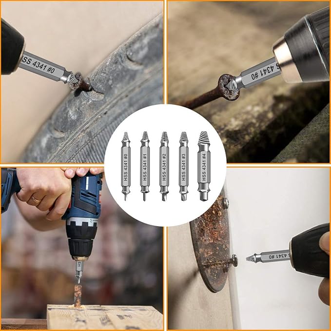 Damaged Screw Extractor Set,Christmas Stocking Stuffers for Adults Men Him | Gifts for Men,Mens Gifts for Dad,Husband,Stripped Screws Bolt Drill Bit Tools for Easy Removal of Rusty Broken Screw - Image 6