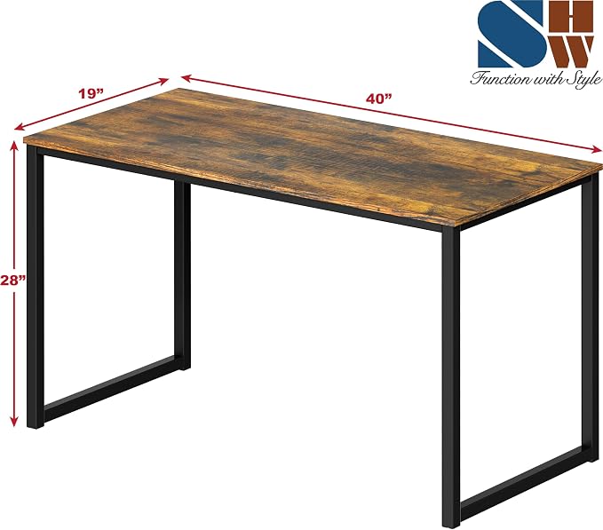 SHW Mission 40-Inch Home Office Computer Desk, Rustic Brown - Image 3