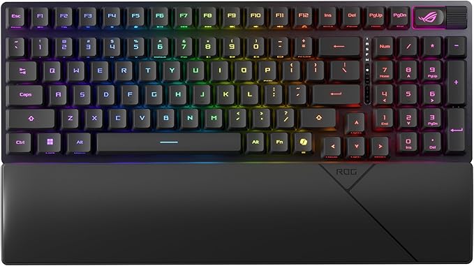 ASUS ROG Strix Scope II 96 RX Wireless Optical Gaming Keyboard – 96% Full-Size, Tri-Mode Connectivity, Pre-lubed ROG RX Red Linear Switches PBT Keycaps, RGB, PC/Mac Support - Black by Unknown