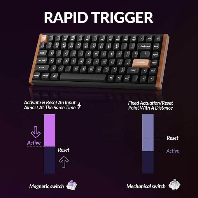 Keychron K2 HE Rapid Trigger Wireless Magnetic Custom Keyboard | QMK Launcher 2.4 GHz & Bluetooth, Hall Effect Gateron Double-Rail Magnetic Switch for Mac Windows Linux (Aluminum + Wood) - Image 5