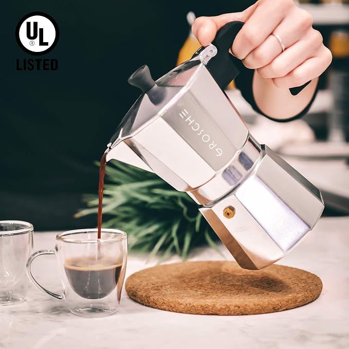 GROSCHE Milano Moka Pot | 9 Espresso Cup - 15.2 oz | Stovetop Espresso Percolator & Coffee Maker – Portable, Ideal for Home and Camping | Cuban Coffee Maker And Italian Moka Pot For Stovetop Espresso; For Gas, Electric, And Propane Stoves With A Soft-T... - Image 8