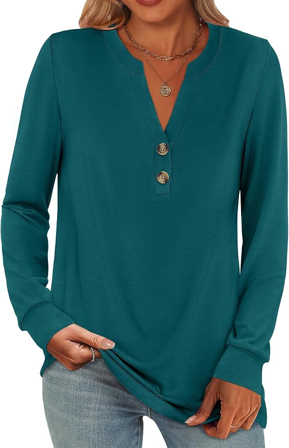 ANRABESS Women's Long Sleeve Shirts 2026 Spring Fashion Dressy Casual Tops Trendy Henley Blouses Cute Work Outfits Clothes by ANRABESS